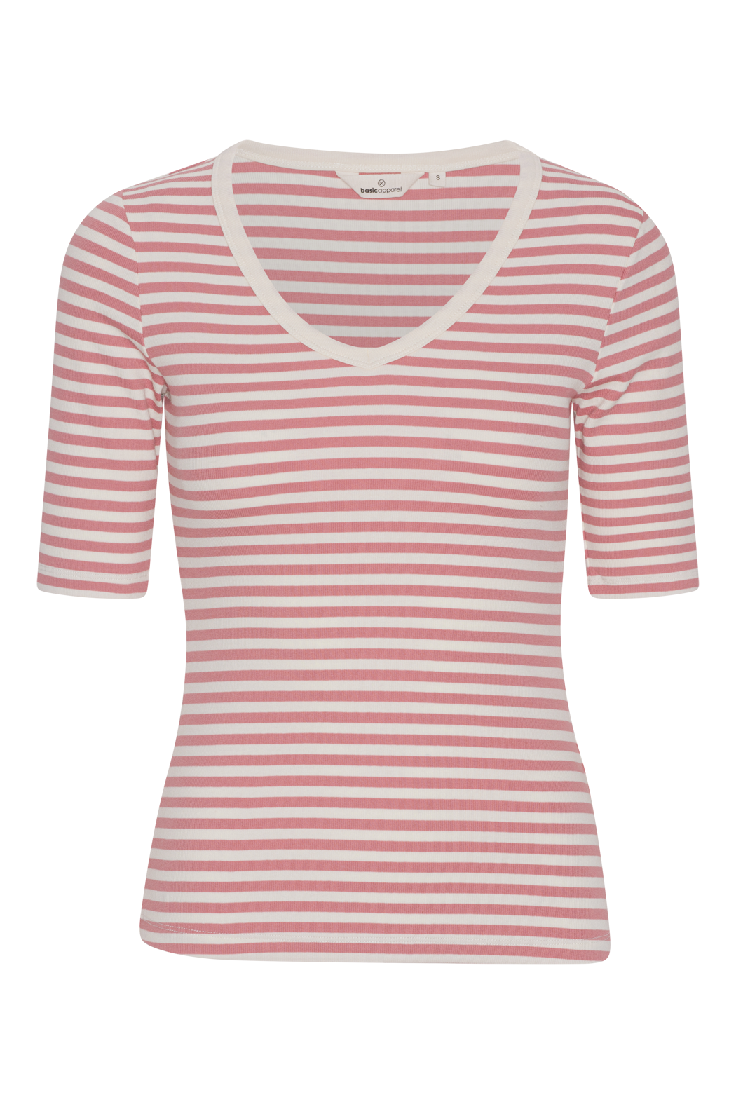 Basic Apparel Ludmilla V-Neck T-shirts 295 Old Rose/Whisper White